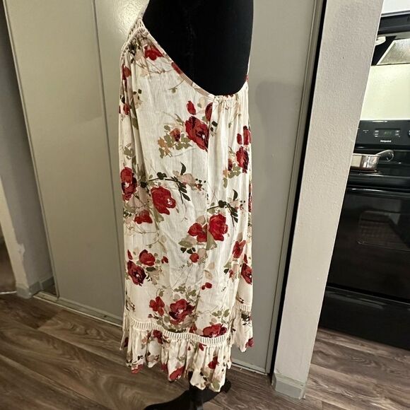 Volcom WOMEN'S SHELLO DRESS macramé top spaghetti straps ruffle hem floral boho - Picture 9 of 16